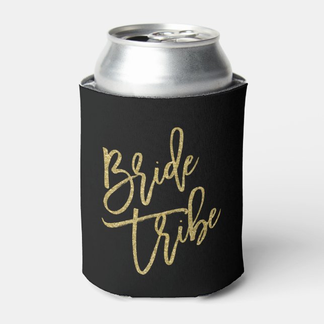Bride Tribe Gold Glitzer Script Dosenkühler (Kanne Vorderseite)