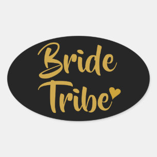 Bride Tribe Gold Heart Ovaler Aufkleber