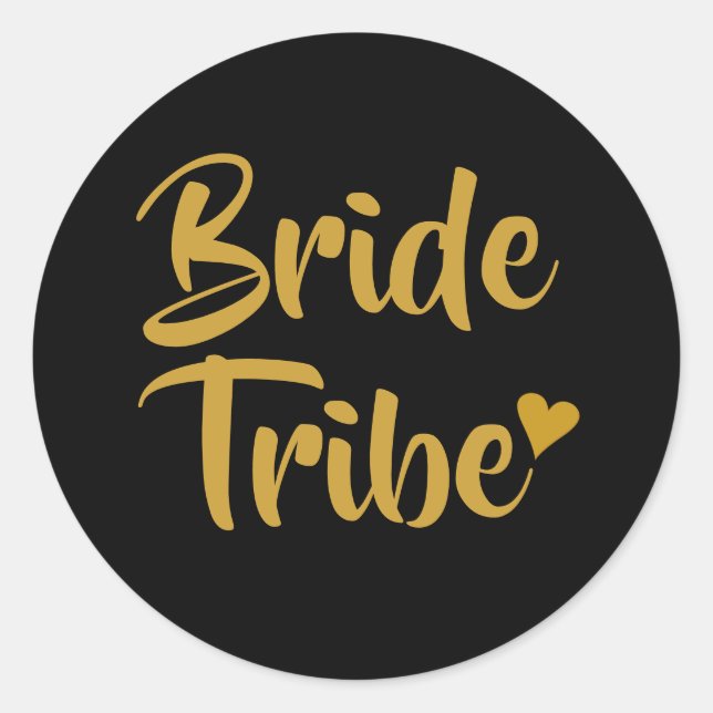 Bride Tribe Gold Heart Runder Aufkleber (Vorderseite)