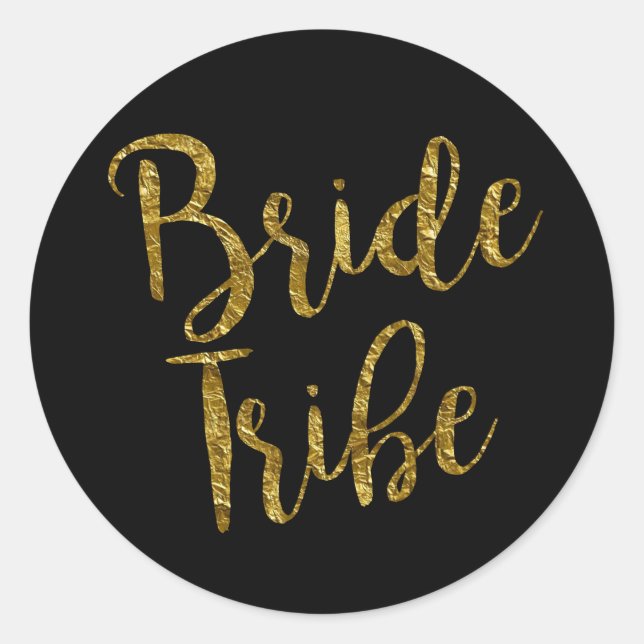 Bride Tribe Gold Leaf Script Klassischer Round Sti Runder Aufkleber (Vorderseite)