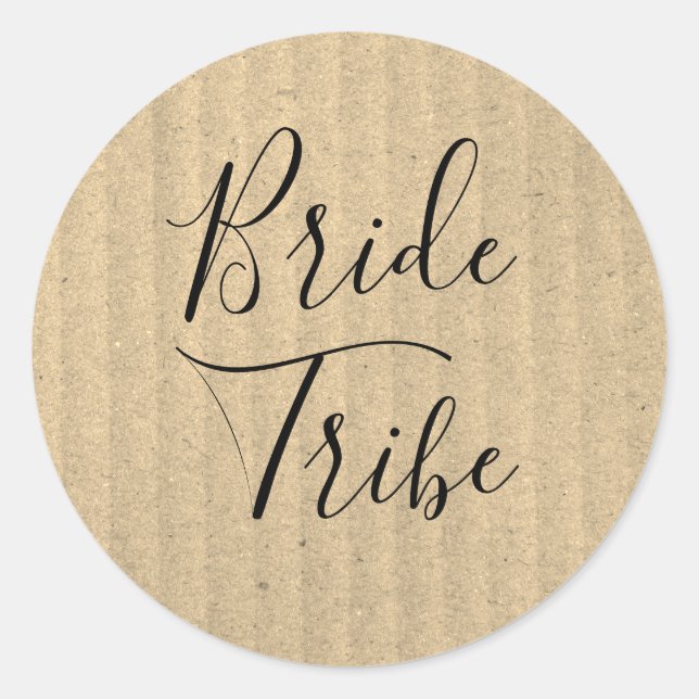 Bride Tribe Hipster Rustic Wedding Kraft Paper Runder Aufkleber (Vorderseite)