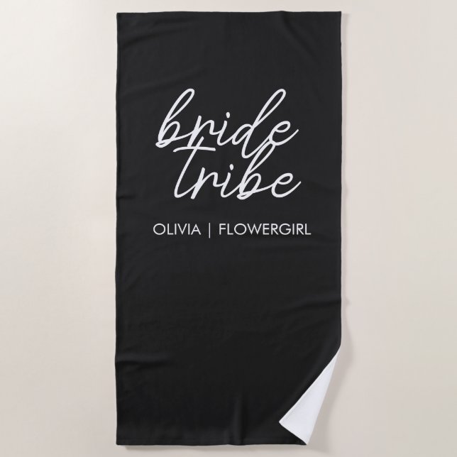 Bride Tribe | Hochzeit in Urlaubsort Flower Girl Strandtuch (Vorderseite)