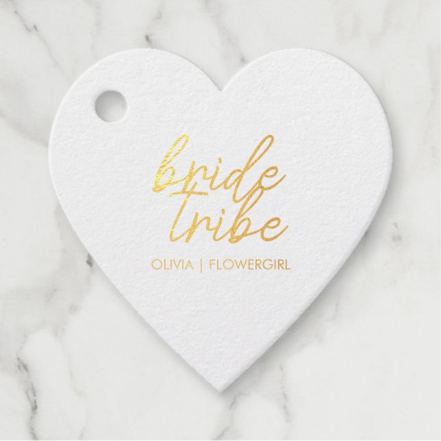 Bride Tribe | Hochzeitsblume Mädchen Moderne Geschenkanhänger (Vorderseite)