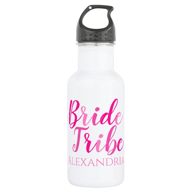 Bride Tribe Hot Pink Edelstahlflasche (Vorderseite)