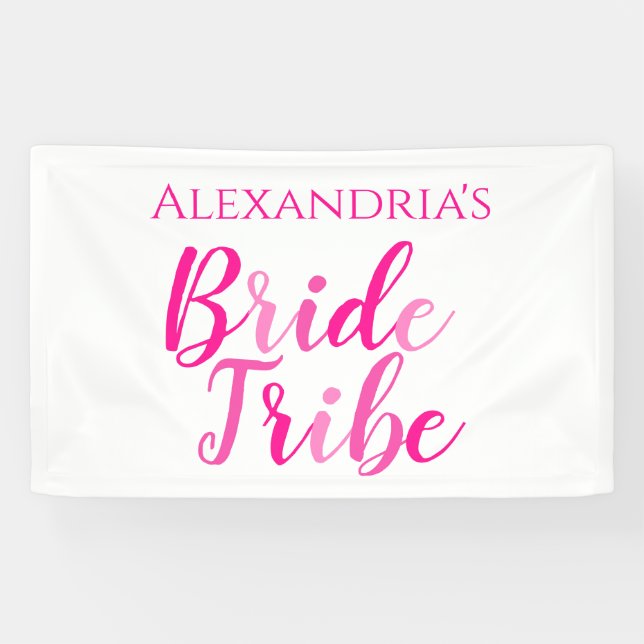 Bride Tribe Hot Pink Moderner Junggeselinnen-Absch Banner (Horizontal)