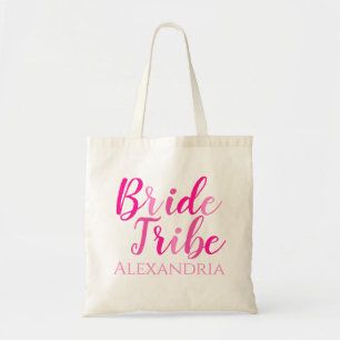 Bride Tribe Hot Pink Typografie Bachelorette Tragetasche