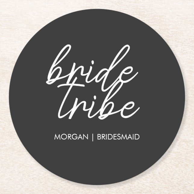 Bride Tribe | Modern Bridesmaid Bachelorette Runder Pappuntersetzer (Vorderseite)