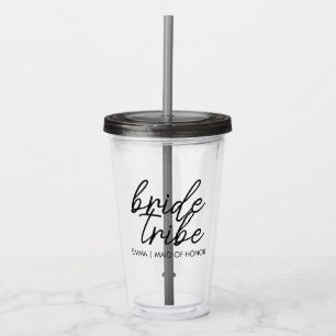 Bride Tribe Modern Bridesmaid Personalisiert Acryltrinkbecher
