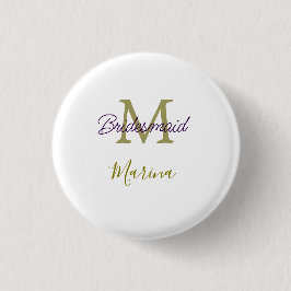 Bride tribe monogram bridal shower simple golden p button