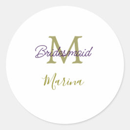 Bride tribe monogram bridal shower simple golden p runder aufkleber