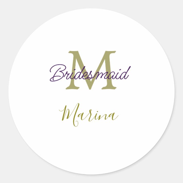 Bride tribe monogram bridal shower simple golden p runder aufkleber (Vorderseite)