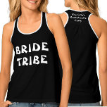 Bride Tribe | Personalisierte Bezeichnung Schwarz/ Tanktop<br><div class="desc">Ein klassisches schwarzes T.Shirt mit einem Stamm der Braut in Weiß an der Vorderseite. Die Rückseite enthält mehr anpassbaren Text. Um den Namen zu ändern oder zu löschen,  klicken Sie auf die Schaltfläche Personalisieren.</div>