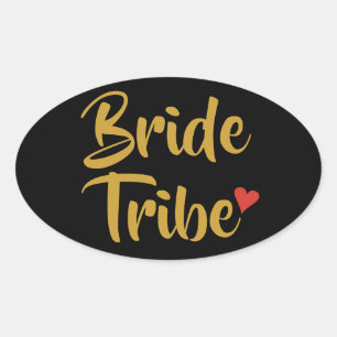 Bride Tribe Red Heart Ovaler Aufkleber
