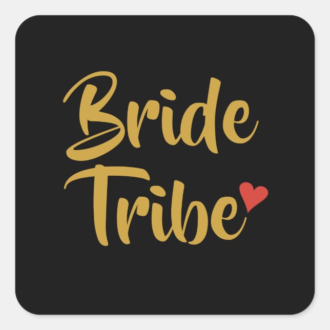 Bride Tribe Red Heart Quadratischer Aufkleber (Vorderseite)