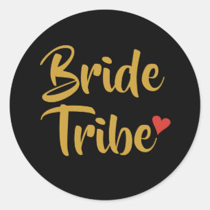 Bride Tribe Red Heart Runder Aufkleber