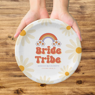 Bride Tribe Retro Groovy Daisy 70er Bachelorette Pappteller
