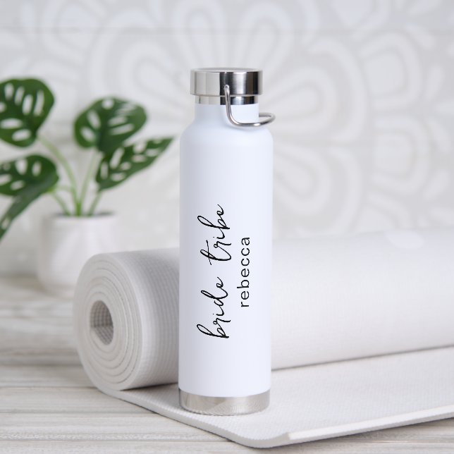 Bride Tribe Simple Wedding Modern Bridesmaid Trinkflasche (Yoga)