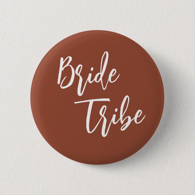 Bride Tribe Terracotta Burnt Orange Wedding Button (Vorderseite)