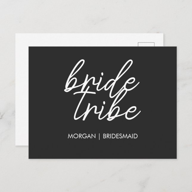 Bride Tribe | Vorschlag für ein modernes Brautpart Postkarte (Vorne/Hinten)
