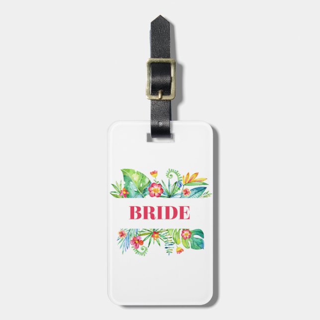 Bride Tropical Beach Hochzeit in Urlaubsort Gepäckanhänger (Vorderseite vertikal)