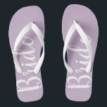 Bride Typografy Lila Wedding Flip Flops<br><div class="desc">Unsere Brautflöten sind perfekt für die Braut.</div>