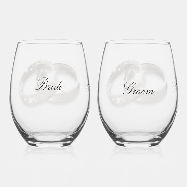 Bride und Groom Weinbrille Weinglas Ohne Stiel (Vorderseite)