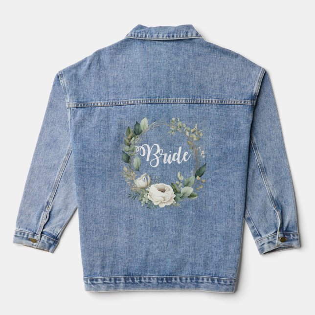 Bride Watercolor Blumenchic Jeansjacke (Rückseite)