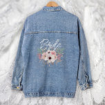 Bride Watercolor Boho Rustikale Floral Jeansjacke<br><div class="desc">Bride Watercolor Boho Rustikale Blumenwein Jacket. Ein trendiges rosa boho blühendes Design mit modernem schicken Bride-Skript.</div>