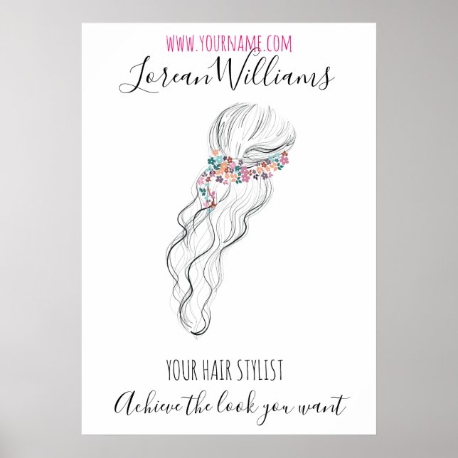 Bride Wavy Haar Blumenkranz Haarstyling Branding Poster (Vorne)