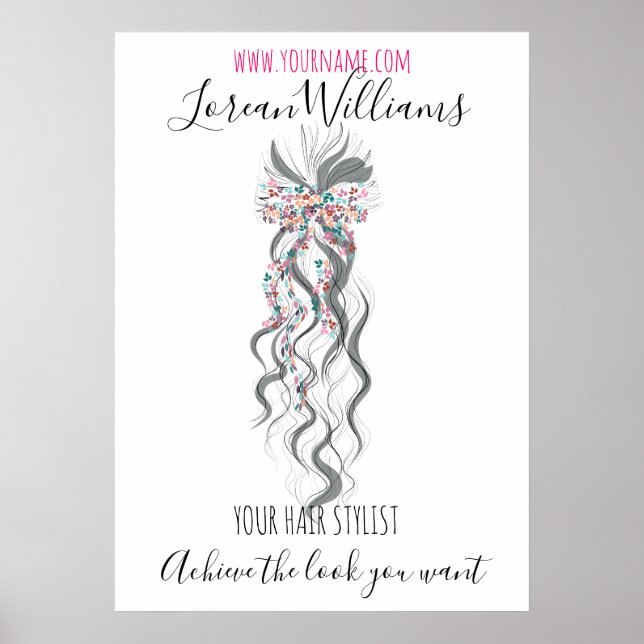 Bride Wavy Haar Blumenkranz Haarstyling Branding Poster (Vorne)