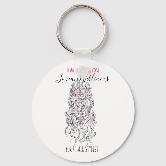 Bride Wavy Haar Blumenkranz Haarstyling Branding Schlüsselanhänger (Vorderseite)