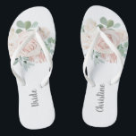 Bride Wedding Blush Pink Bläschen Eukalyptus Flip Flops<br><div class="desc">Diese personalisierten,  rosa,  floralen Eukalyptusbräute-Flip-Flops sind das ideale Geschenk für die Braut.  Besuchen Sie meine Hochzeitskollektion,  um sich alle koordinierenden Gegenstände anzusehen.</div>