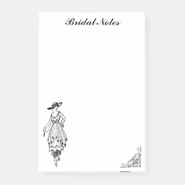 Bride Wedding Fashion Dress Bridal Notes Post-it Klebezettel (Vorderseite)
