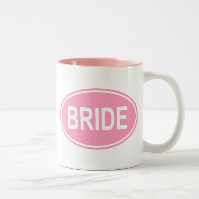 Bride Wedding Oval Pink Zweifarbige Tasse (Rechts)