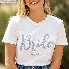 Bride Wedding Personalisiert Name Dusty Blue T-Shirt