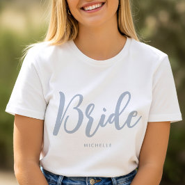 Bride Wedding Personalisiert Name Dusty Blue T-Shirt