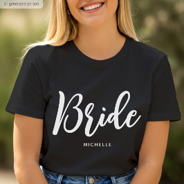 Bride Wedding Personalisiert Name Schwarz-weiß T-Shirt