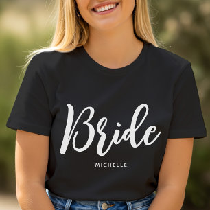 Bride Wedding Personalisiert Name Schwarz-weiß T-Shirt