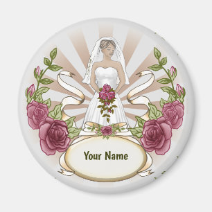Bride Wedding Rose individuelle Name Magnet