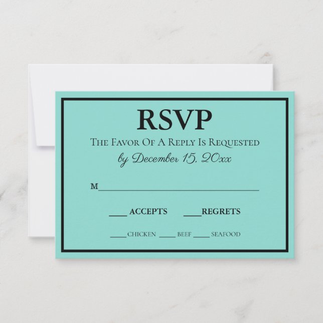 Bride & Wedding Suite Modernes Aquamarines Blue RSVP Karte (Vorderseite)