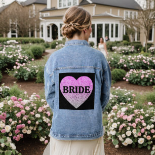 BRIDE WEDING GIFT GLITZER HERART Denim Jacket Jeansjacke