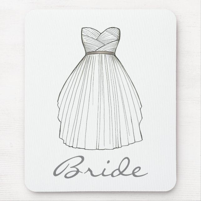 BRIDE White Bridal Gown Wedding Princess Dress Mousepad (Vorne)