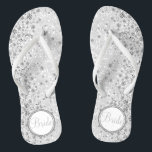Bride - White Glitter and Diamonds  Flip Flops<br><div class="desc">Beautiful and very elegant looking Flip Flop Shoes with faux diamonds on a faux white glitter background ready for you to personalize with your text. ⭐This Product is 100% Customizable. *****Click on CUSTOMIZE BUTTON to add, delete, move, resize, changed around, rotate, etc... any of the graphics or text or use...</div>