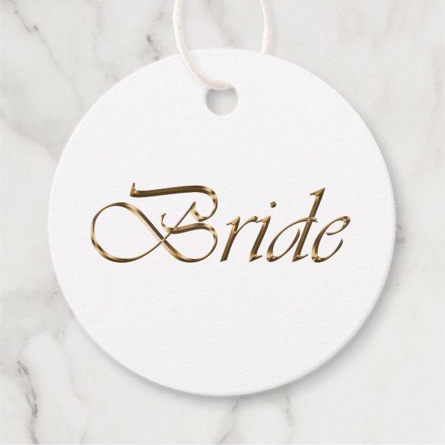 Bride White Gold-Drehbuch Kalligrafie elegant chic Geschenkanhänger (Vorderseite)