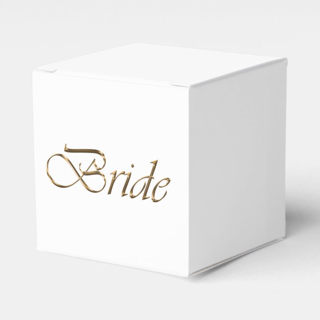 Bride White Gold-Drehbuch Kalligrafie elegant chic Geschenkschachtel (Vorderseite)