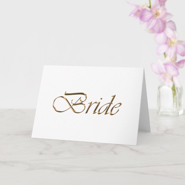 Bride White Gold-Drehbuch Kalligrafie elegant chic Karte (Orchidee)