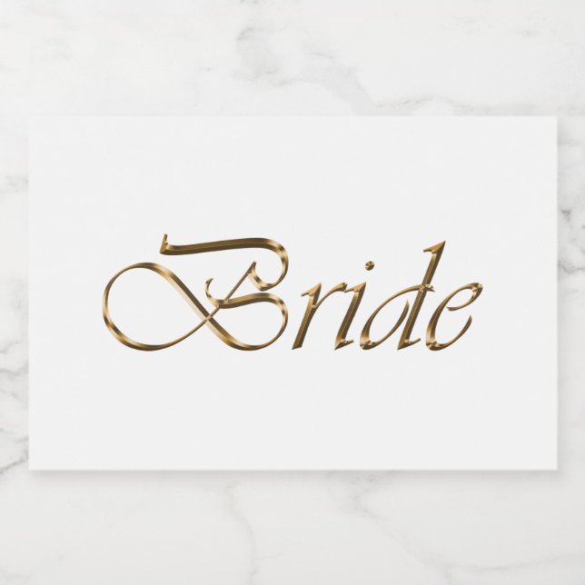 Bride White Gold-Drehbuch Kalligrafie elegant chic Lebensmitteletikett (Einzelnes Label)
