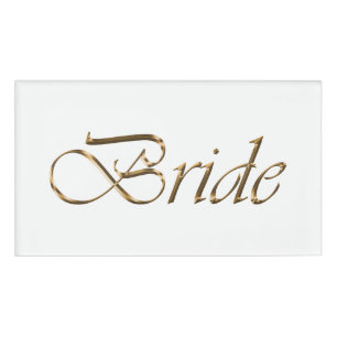 Bride White Gold-Drehbuch Kalligrafie elegant chic Namenschild