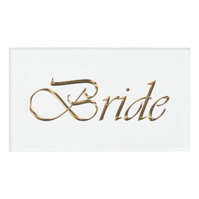 Bride White Gold-Drehbuch Kalligrafie elegant chic Namenschild (Vorderseite)