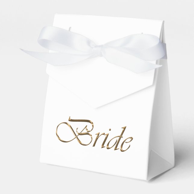 Bride White Gold Skript Kalligrafie stilvolle chic Geschenkschachtel (Vorderseite)